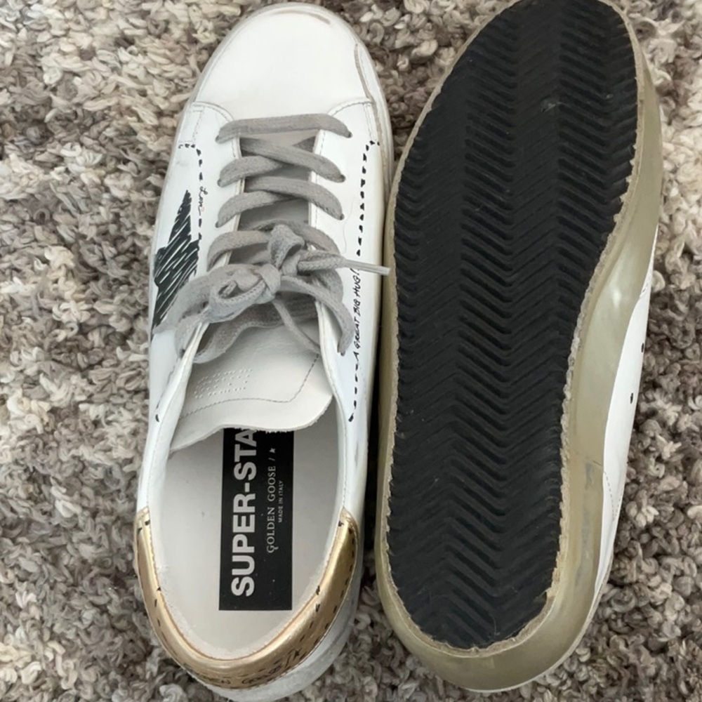 Golden Goose White and Gold Sneakers